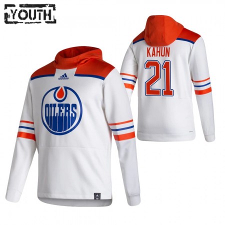 Edmonton Oilers Dominik Kahun 21 2020-21 Reverse Retro Sawyer Hoodie - Criança